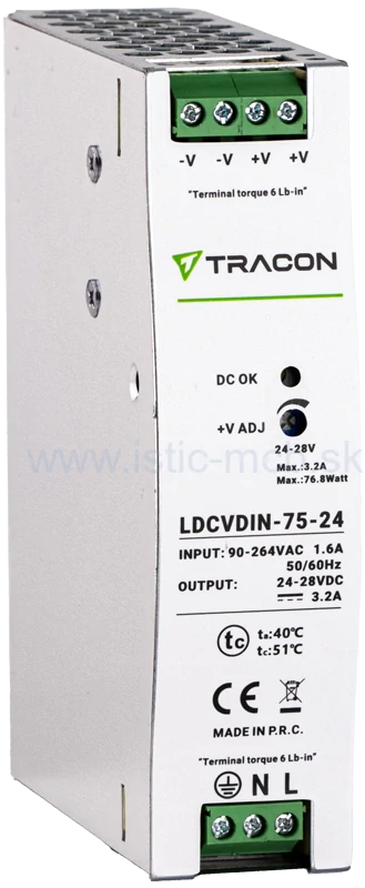 Napájací priemyselný zdroj na DIN lištu 24VDC 75W