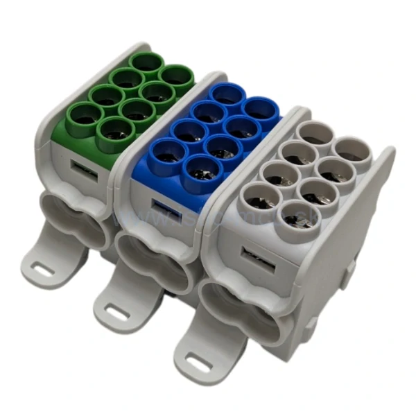 Rozbočovacia svorkovnica HLAK25 3P, zelená, modrá, šedá, 2xAl/Cu, 25 mm² + 16 mm², 1000 V AC/1500 V DC