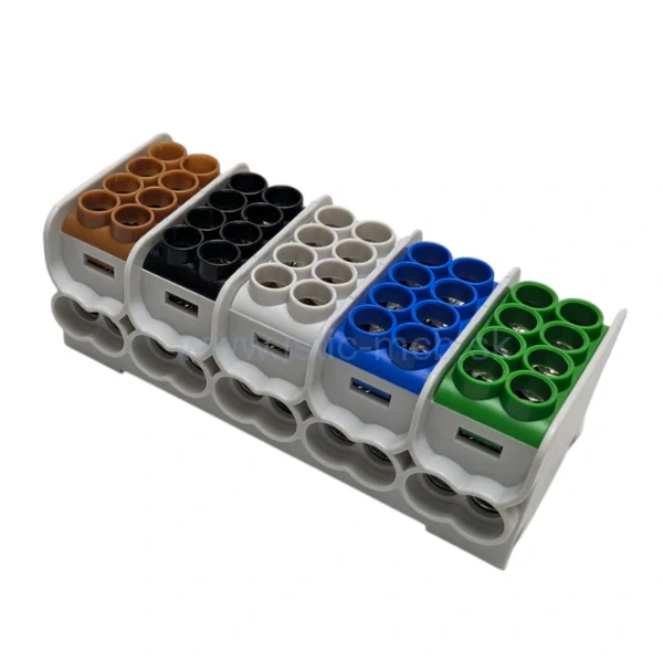 Rozbočovacia svorkovnica HLAK25 5P, hnedá, čierna, šedá, modrá, zelená, 2xAl/Cu, 25 mm² + 16 mm², 1000 V AC/1500 V DC