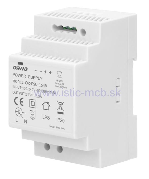 Napájací zdroj na DIN lištu 24VDC 60W