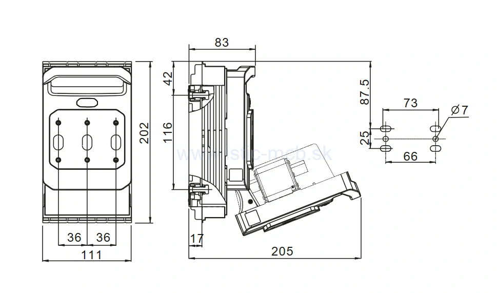 Tracon electric odpínač poistkový NHC00-NH00 160A 690V 3P