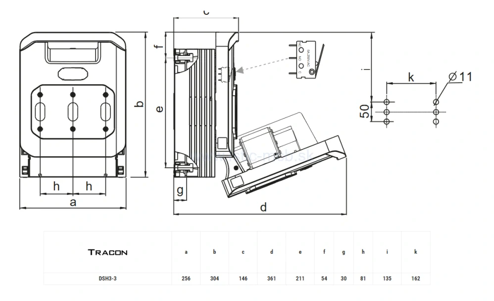 Tracon electric odpínač poistkový NH3 400A 690V 3P
