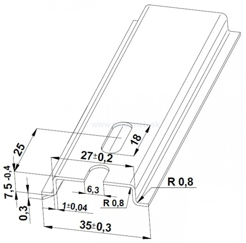 Lišta DIN TH 35x7,5 1000mm perforovaná