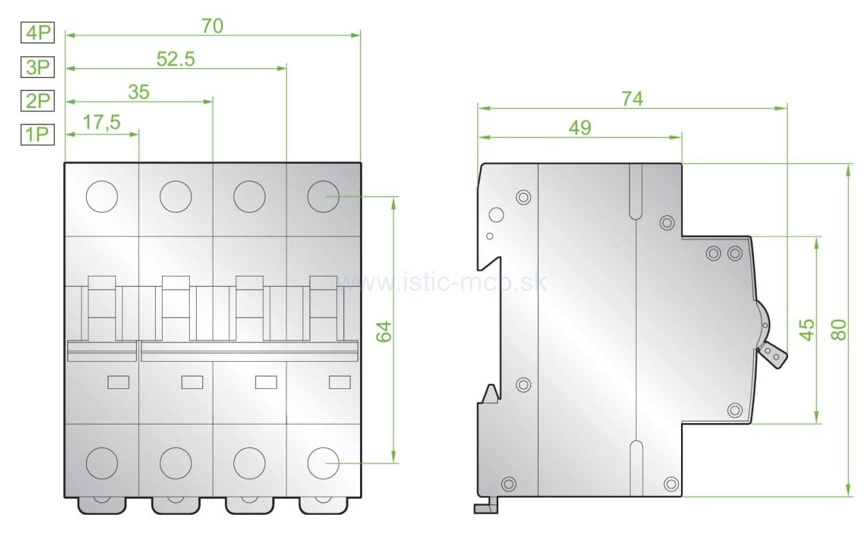 Spínač modulárny 3P 63A