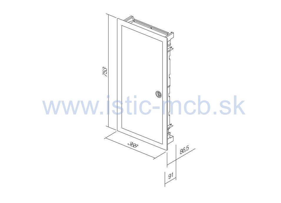 Rozvodnica MANDEKS 48+8 modulová zapustená biela, s kovovými dverami a rámom