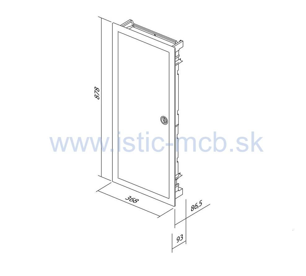 Rozvodnica MANDEKS 60+10 modulová zapustená biela, s kovovými dverami a rámom