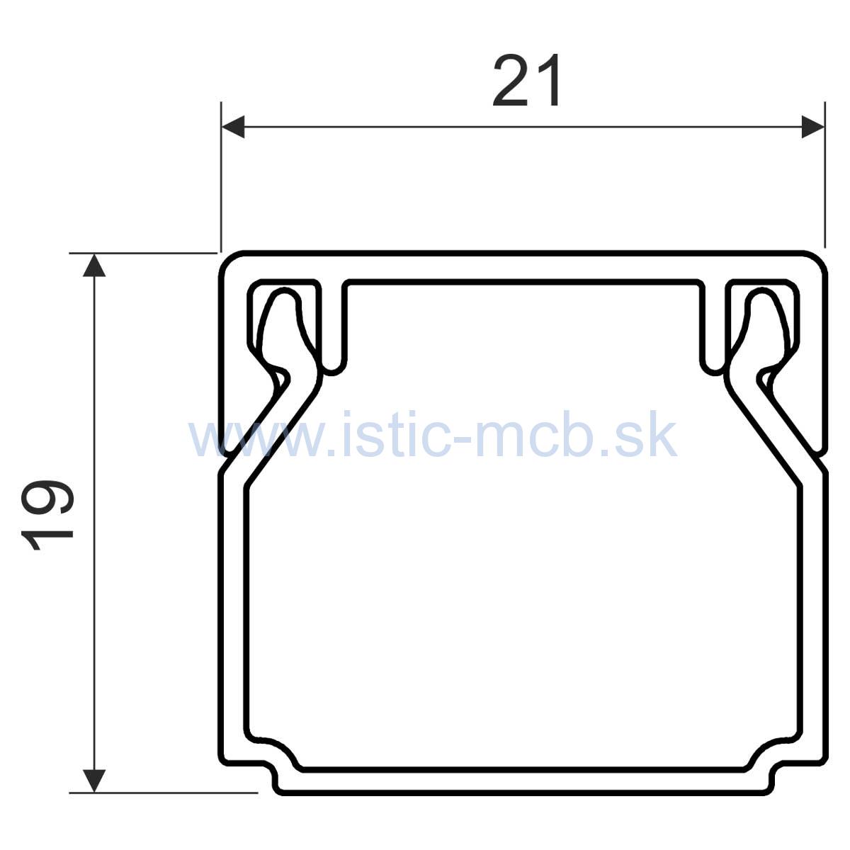 Žľab káblový LHD 20X20 HC 20x20mm 2m PVC biely