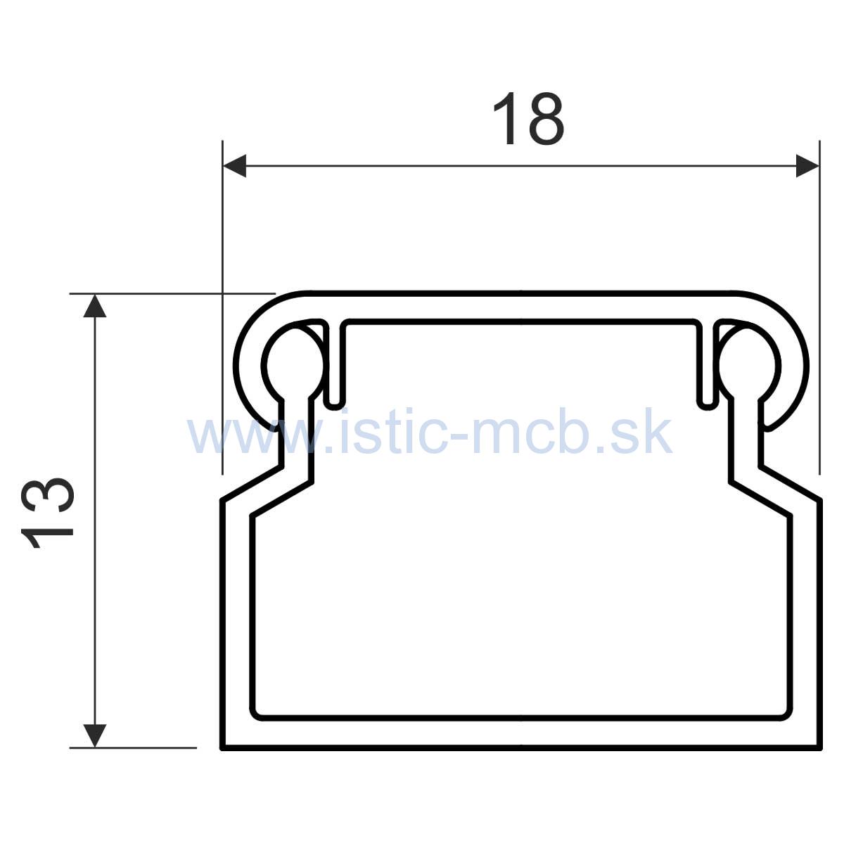 Žľab káblový LV 18X13 HC 18x13mm 2m PVC biely