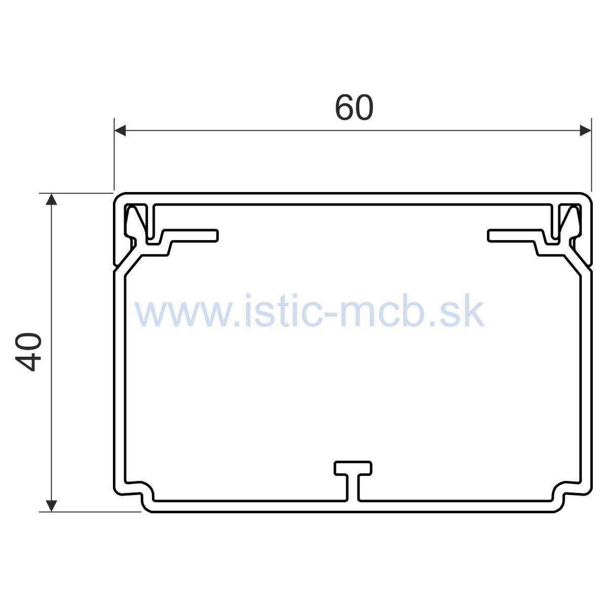 Žľab káblový LH 60X40 HC 60x40mm 2m PVC biely