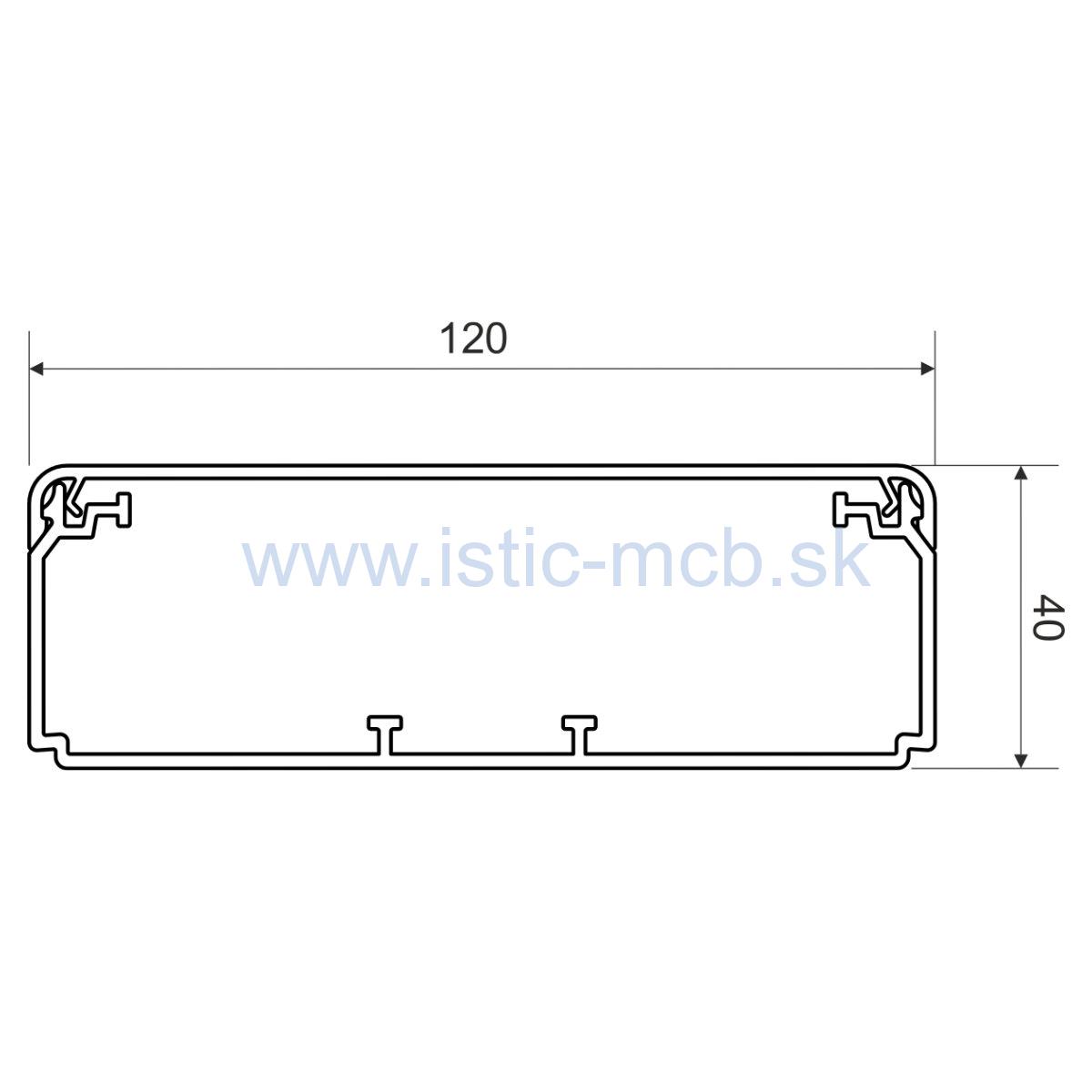 Žľab káblový EKD 120X40 HC 120x40mm 2m PVC biely