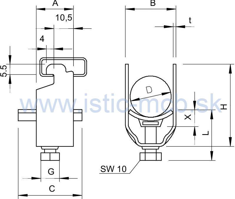 OBO Bettermann príchytka strmeňová 46-52mm