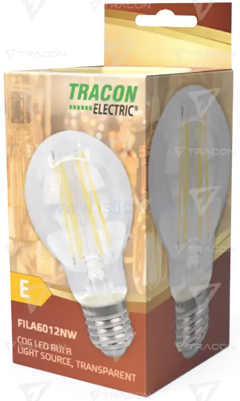 Žiarovka COG LED "guľa", priehľadná 12W NW