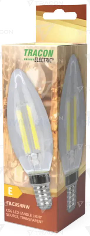 Žiarovka COG LED "sviečka", priehľadná 4W NW