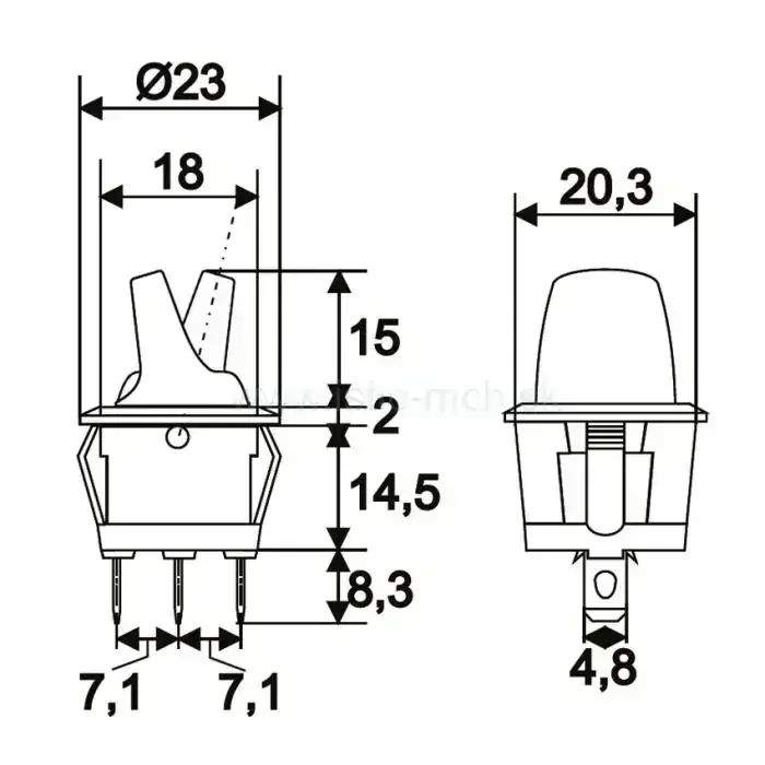 Spínač páčkový zelený