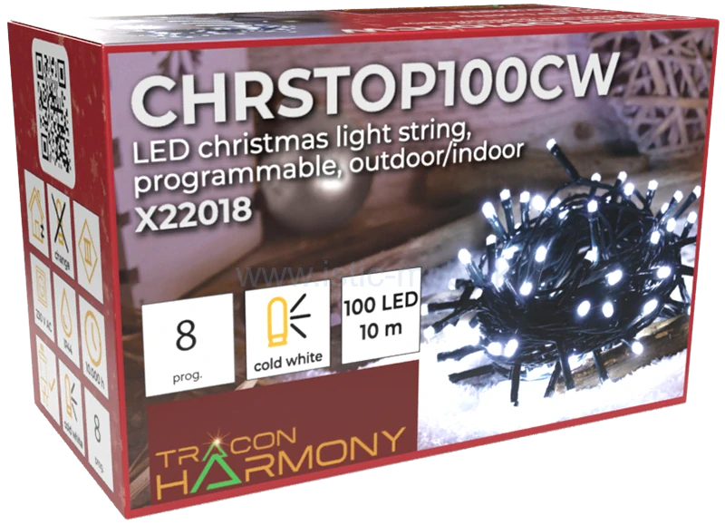 Vianočný LED svetelný reťazec programovatelný CW, vonkajšie/vnútorné 12m
