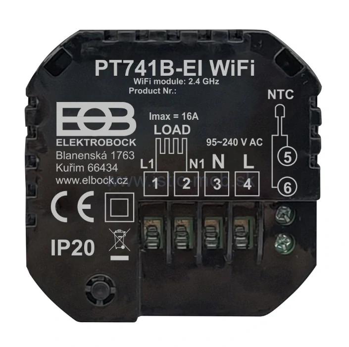 Priestorový WiFi termostat PT741W-EI WIFI biely čierny