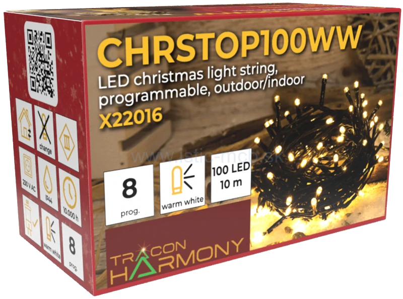 Vianočný LED svetelný reťazec programovatelný WW, vonkajšie/vnútorné 12m
