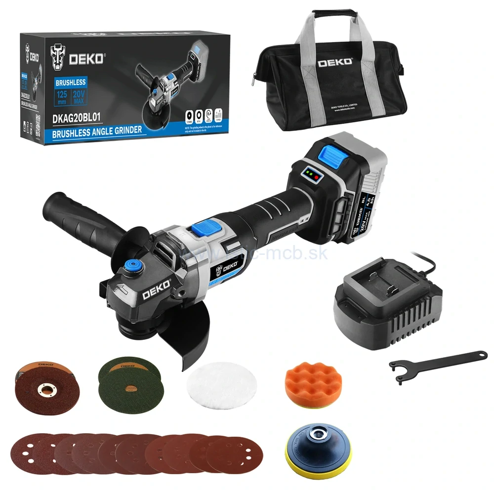 Akumulátorová uhlová brúska 125mm DEKO