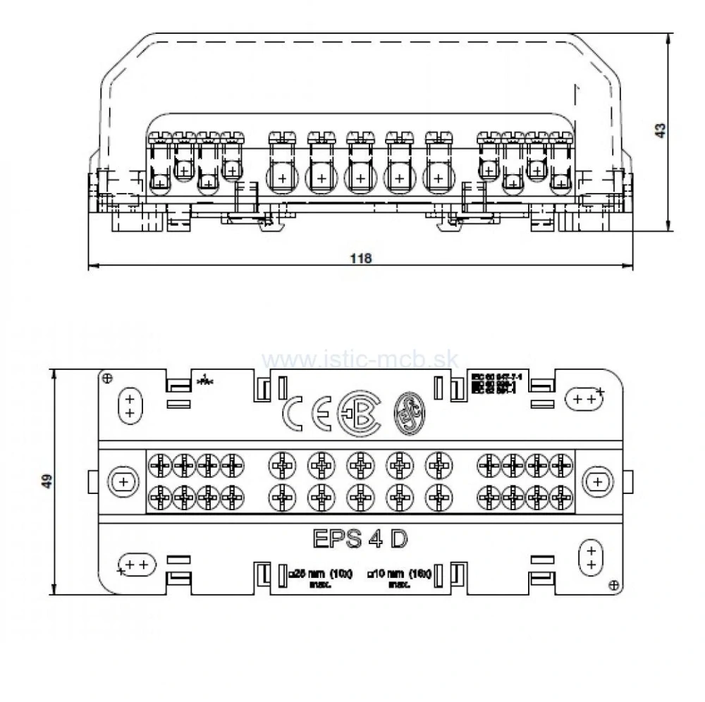 Svorkovnica ekvipotenciálna EPS 4D s krytom šedá