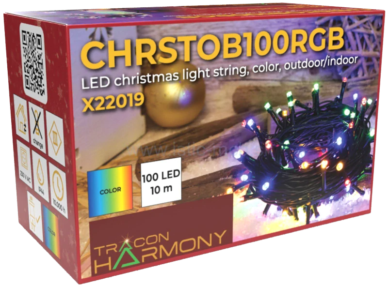 Vianočný LED svetelný reťazec farebný, vonkajšie/vnútorné 12m