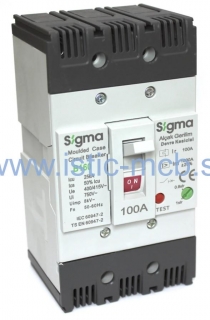 Výkonový istič Sigma elektrik 3p s nastaviteľnou tepelnou a pevnou magnetickou spúšťou 100A