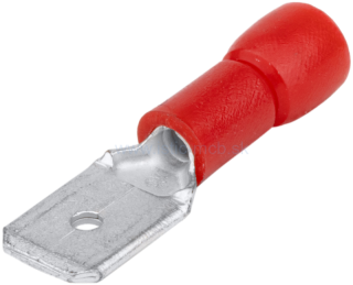 Izolovaný Cu lisovací kolík plochý, červený, 6,3×0,8mm, 1,5mm²