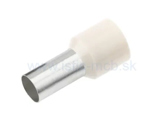 Izolovaná lisovacia dutinka s plastovým krčkom, biela, 0,5mm²
