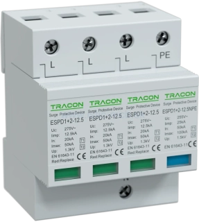 Zvodič prepätia AC, typ T1+T2 vyberateľné moduly 3+1P