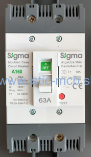 Výkonový istič Sigma elektrik 3p s pevnou tepelnou a magnetickou spúšťou 63A