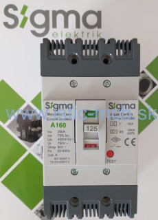 Výkonový istič Sigma elektrik 3p s pevnou tepelnou a magnetickou spúšťou 125A