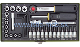 PROXXON Precízna sada hlavíc 1/4" pre mechanikov,  36-dielna.