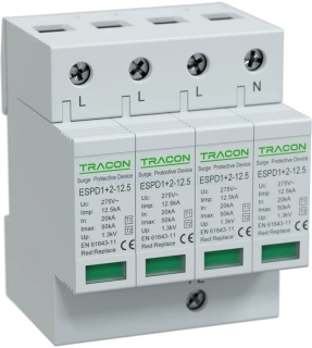 Zvodič prepätia AC, typ T1+T2 vyberateľné moduly 4P